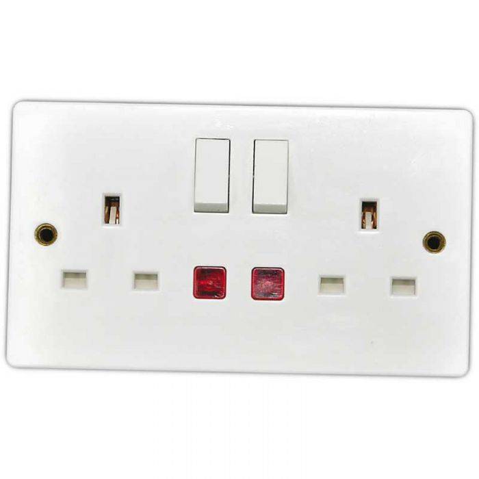 SOCKET PLUG DOUBLE 13A + NEON WHITE