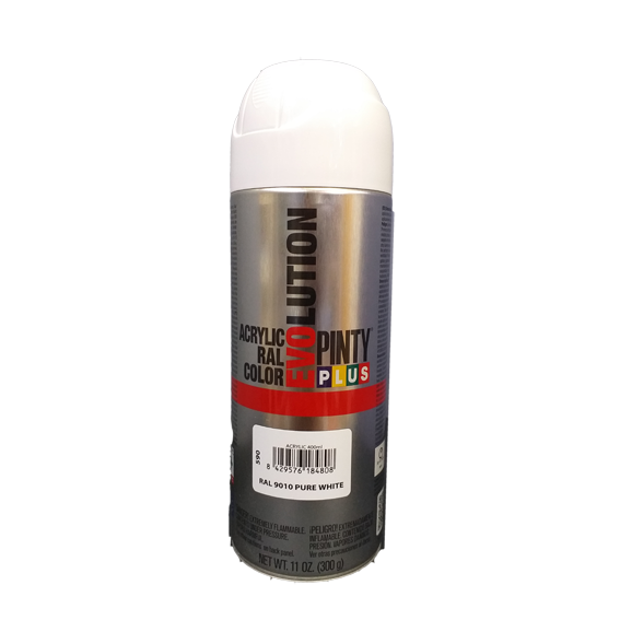 ΑΚΡΥΛΙΚΟ ΧΡΩΜΑ ΣΠΡΕΙ ΛΕΥΚΟ ΓΥΑΛΙΣΤΕΡΟ RAL 9010 400ML EVOLUTION PINTY PLUS