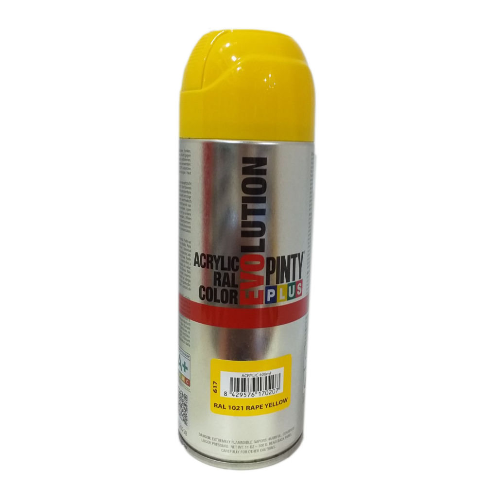 ΑΚΡΥΛΙΚΟ ΧΡΩΜΑ ΣΠΡΕΙ RAPE YELLOW RAL 1021 400ML EVOLUTION PINTY PLUS