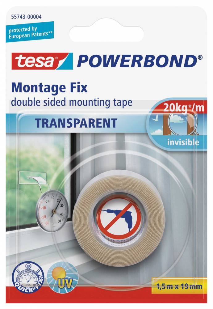 DOUBLE SITE MOUNTING TAPE 1.5X19MM TRANSPARENT TESA