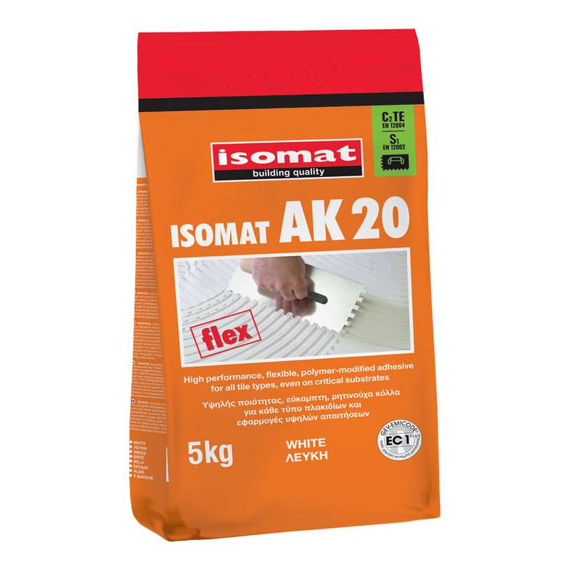 ΚΟΛΛΑ ΠΛΑΚΙΔΙΩΝ AK 20 ΛΕΥΚΗ 5KG ISOMAT 