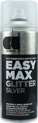 ACRYLIC PAINT SPRAY EASY MAX GLITTER SILVER 400ML COSMOS LAC (910)