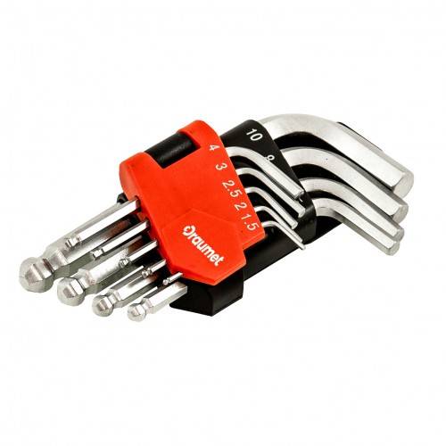 DRAUMET HEX KEY WRENCH WITH BALL END 9PCS SHORT 1.5-10MM 