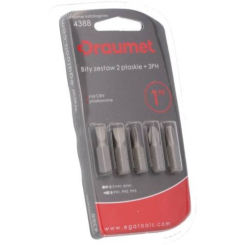 DRAUMET BITS 5PCS SLOTTED+PH 