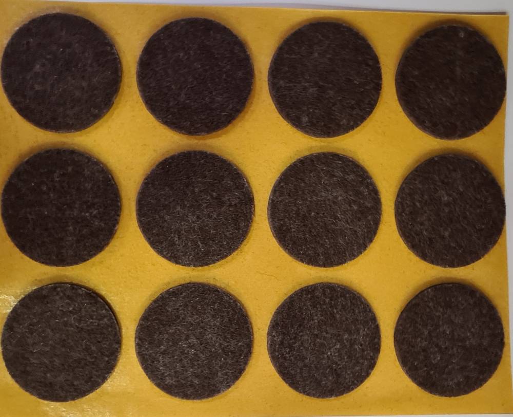 FURNITURE FLET PAD ROUND 28MM BROWN 12PCS