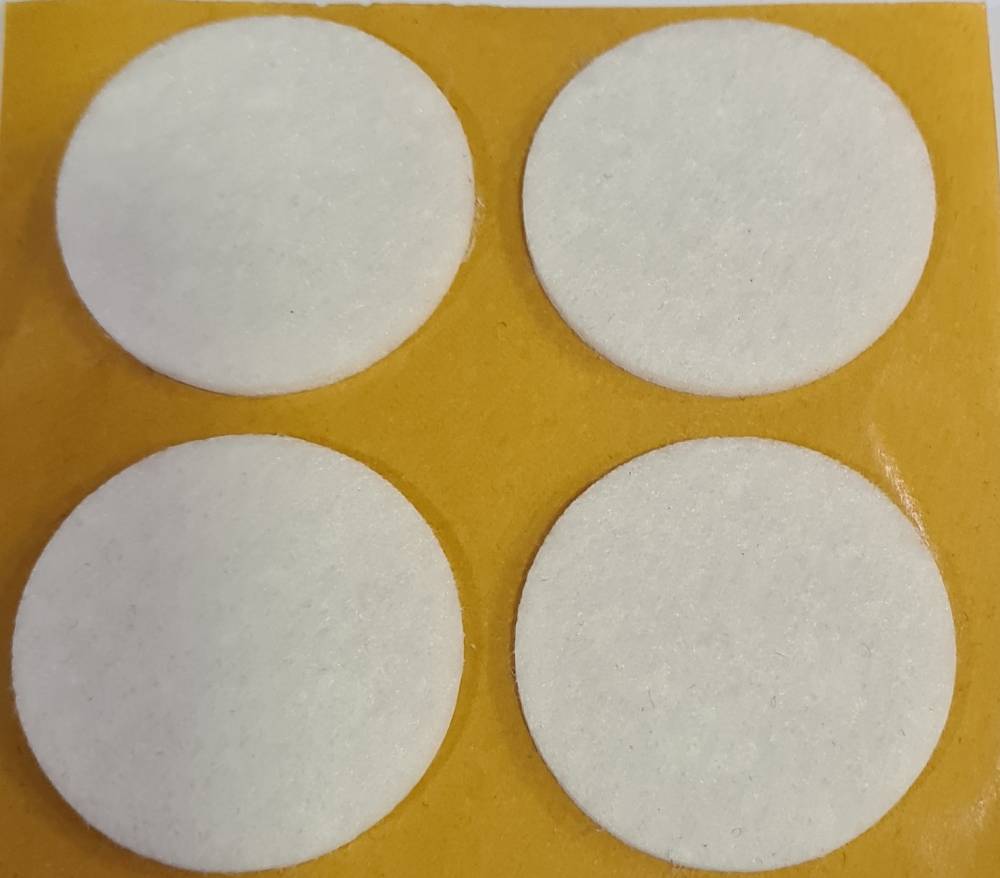 FURNITURE FELT PAD ROUND 40MM WHITE 4PCS