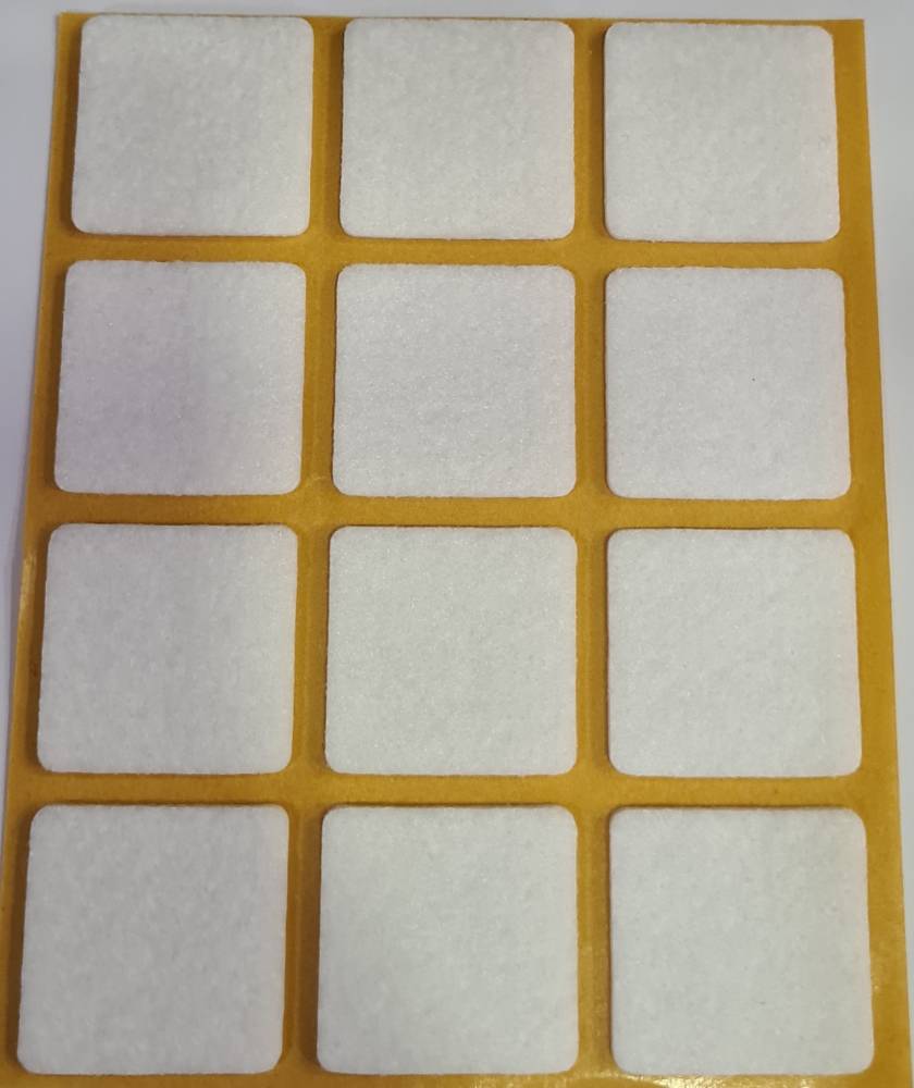 FURNITURE FELT PAD 28X28MM WHITE 12PCS