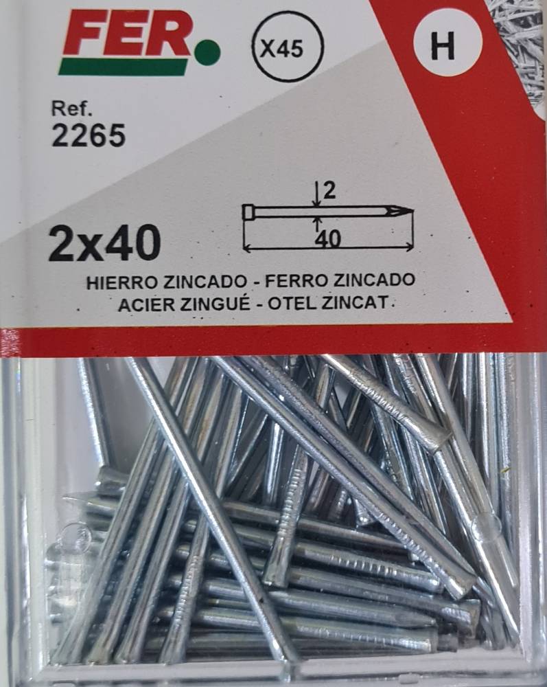 ΒΕΛΟΝΕΣ ΞΥΛΟΥ FLAT HEAD 2X40ΜΜ ΓΑΛΒΑΝΙΖΕ (45 ΤΕΜΑΧΙΑ) FER