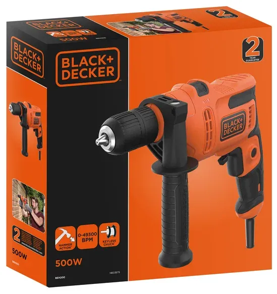 CORDED HAMMER DRILL 500W BEH200-QS BLACK & DECKER 