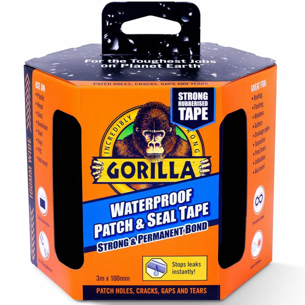 GORILLA WATERPROOF PATCH & SEAL TAPE BLACK 3MX100MM 