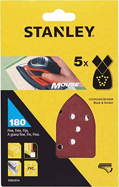 MOUSE SANDPAPER WITH VELCRO FIX GRIT 180 (5 PCS) STA31014-XJ STANLEY
