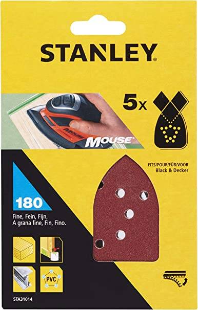 MOUSE SANDPAPER WITH VELCRO FIX GRIT 180 (5 PCS) STA31014-XJ STANLEY 