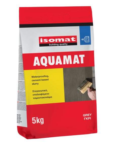 AQUAMAT 5KG GREY ISOMAT (Επαλειφόμενο στεγανωτικό τσιμεντοκονίαμα υπογείων και δεξαμενών)