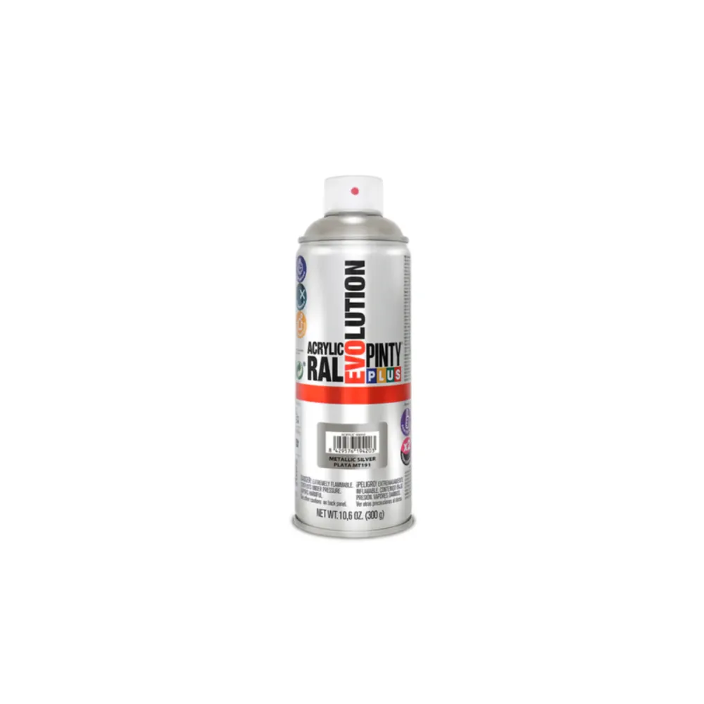 ACRYLIC PAINT SPRAY METALLIC SILVER MT191 400ML PINTY PLUS