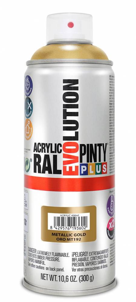 ACRYLIC PAINT SPRAY METALLIC GOLD MT192 400ML PINTY PLUS