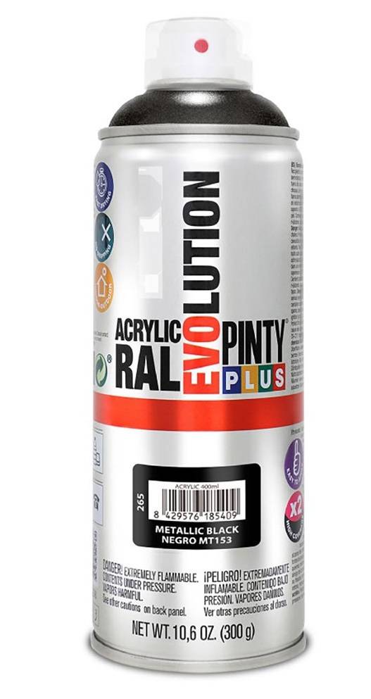 ACRYLIC PAINT SPRAY METALLIC BLACK MT153 400ML PINTY PLUS 