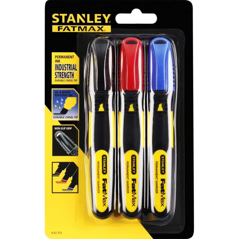 Stanley 0-47-315 FatMax Triple Pack Chisel Tip Markers 