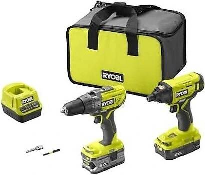 COMBO KIT WITH IMPACT DRILL AND SCREWDRIVER WITH 2 BATTERIES AND CHARGER R18PDID2-252S
