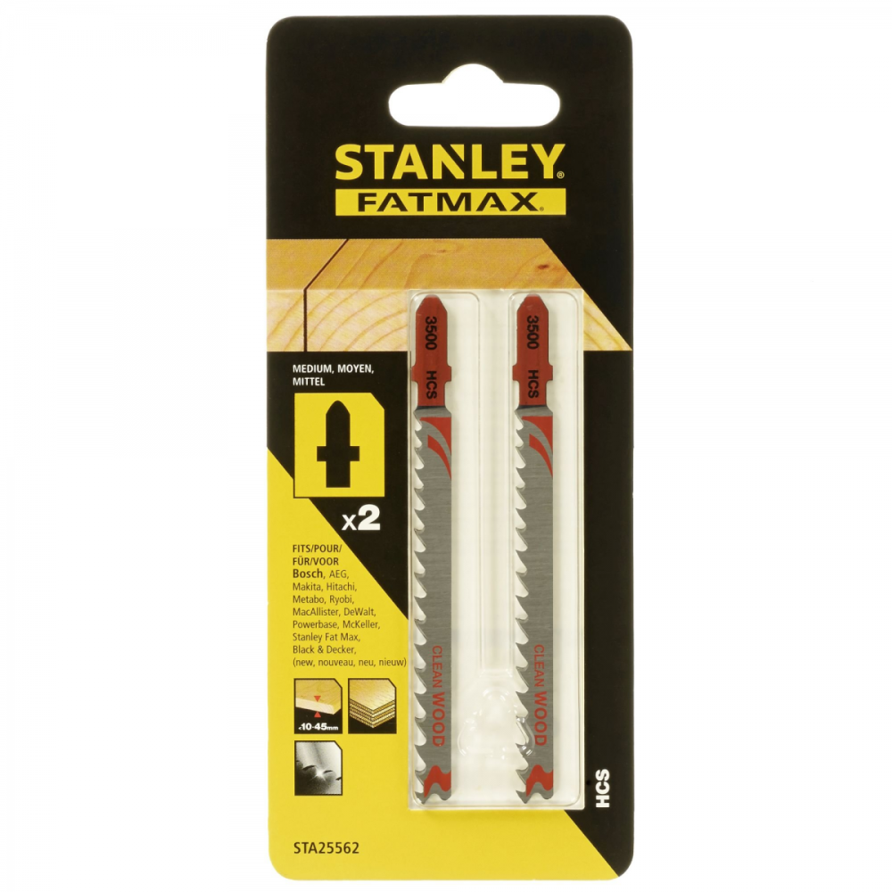JIGSAW BLADES HCS WOOD 2PCS STA25562-XZ